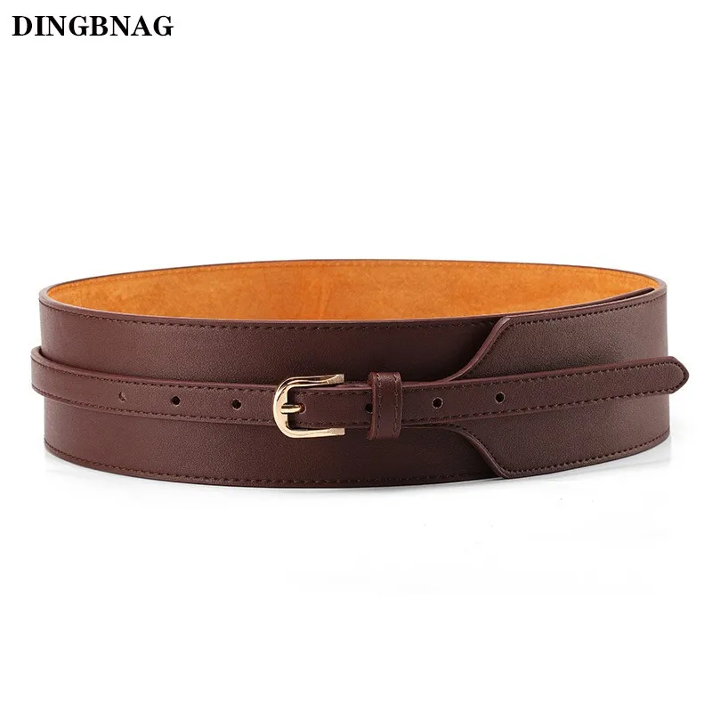 2023 New High Quality Genuine Leather Belt Female Vintage Metal Buckle Wide Leather Waistband Women Designer Brand Belt Lady