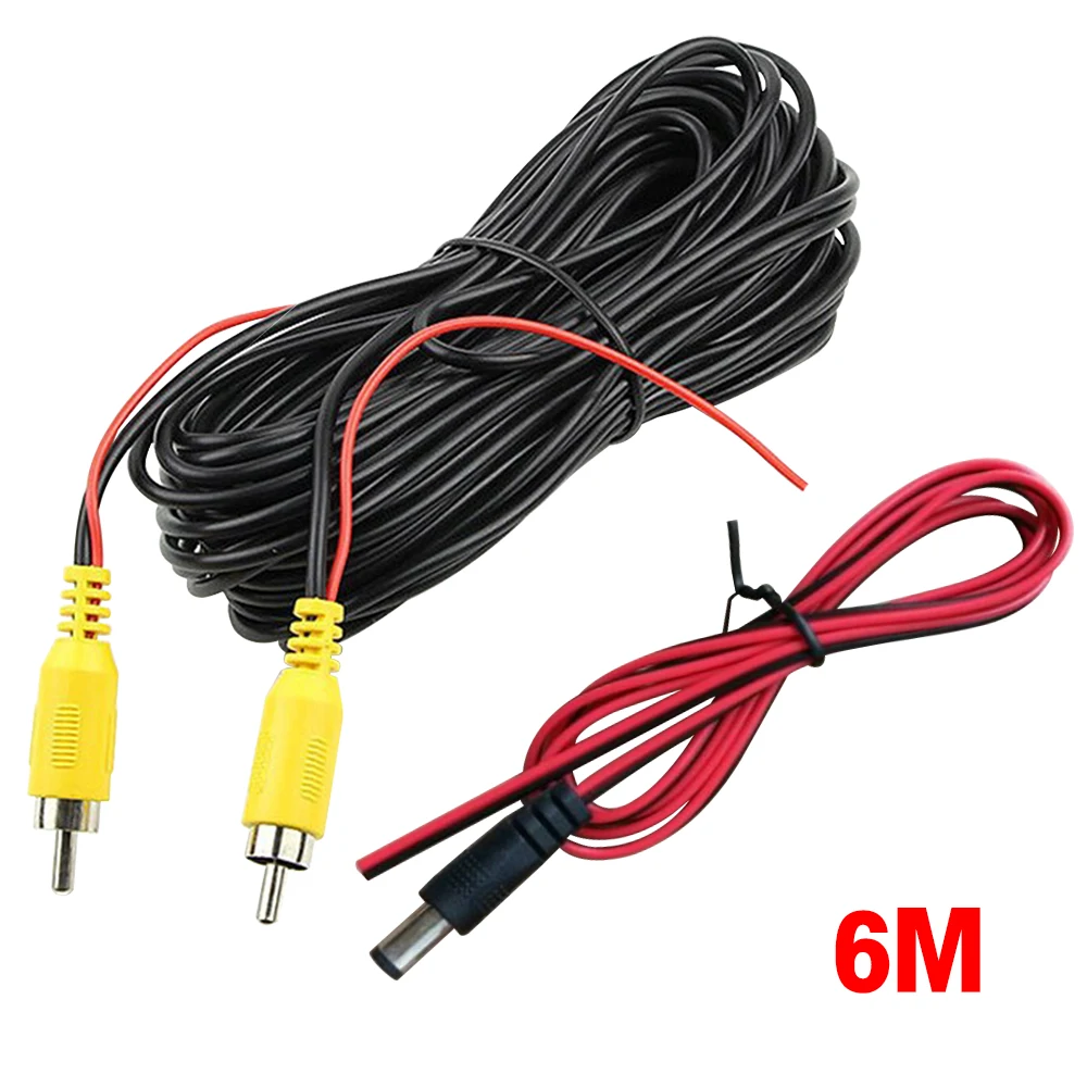 Rallonge Câble Vidéo RCA 6m + Câble DC 1m - Pour Caméra De Recul, Double Blindage, Avec Adaptateur - Véhicule, Moniteur - 7