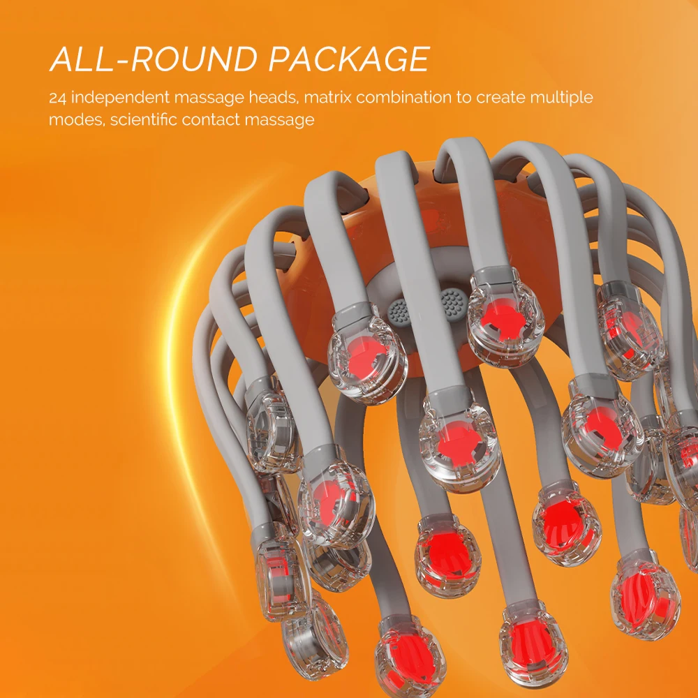 24 Point Octopus Claw Head Massager Electric Scalp Massager 24 Heads Vibration Massage Scratcher Bluetooth Music Relaxation