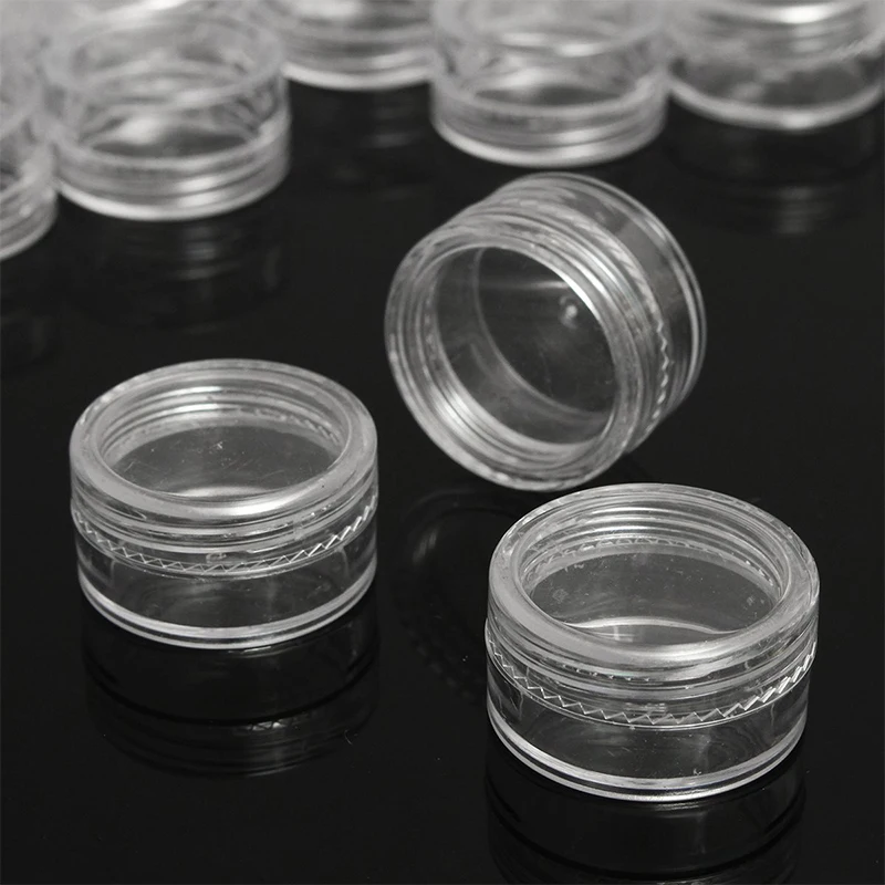 50pcs 5g Sample Clear Cream Jar Mini Cosmetic Bottles Containers Transparent Pot For Nail Arts Small Clear Can Tin For Balm 2
