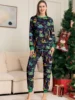 2024 Christmas Pajamas Set Santa&elk Print Parent-child Matching Outfits Family Look 2 Pcs Suit Baby&dog Romper New Year Clothes 5
