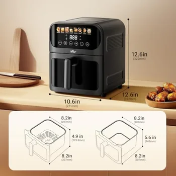Air Fryer with Stainless Steel Construction and 8 Presets for Rapid Family Meals 6.4Qt Large Capacity Featuring Visible Window 2