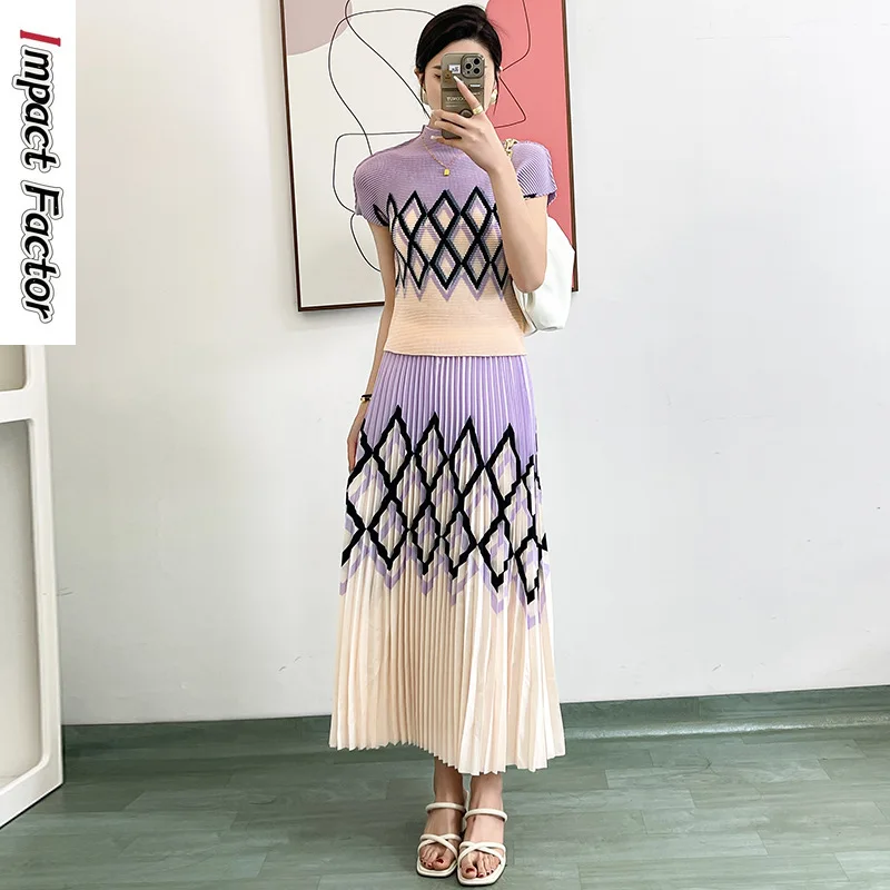 

Женский комплект из двух предметов, модная облегающая футболка с оборками + платье миди с оборками, лето 2024