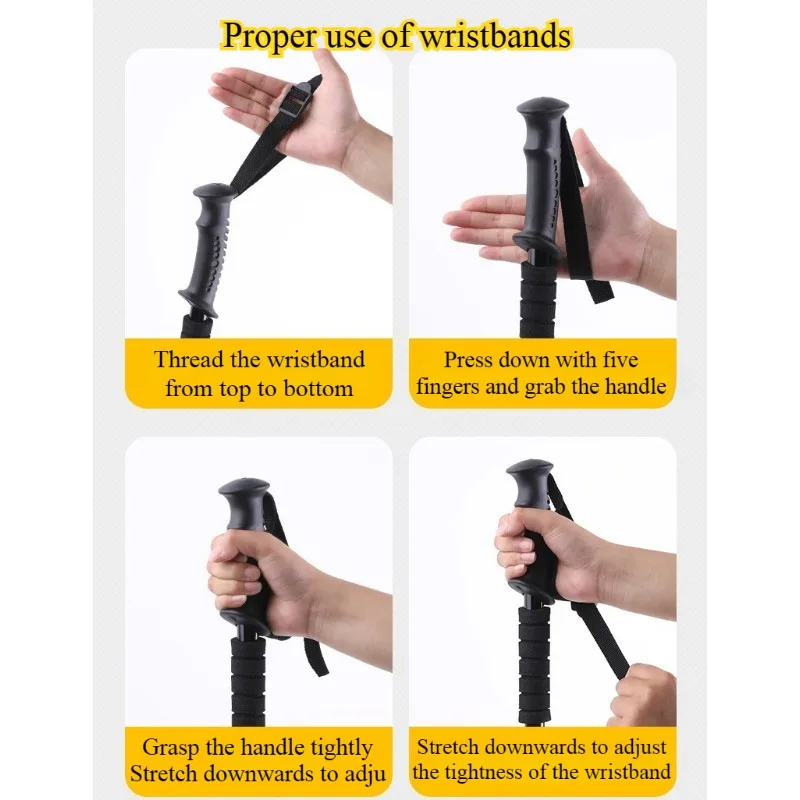 Ultra Light Hiking Camping Hiking Cane with Adjustable Length Aluminum Alloy Outdoor Hiking Handle Tungsten Steel Pole Tip