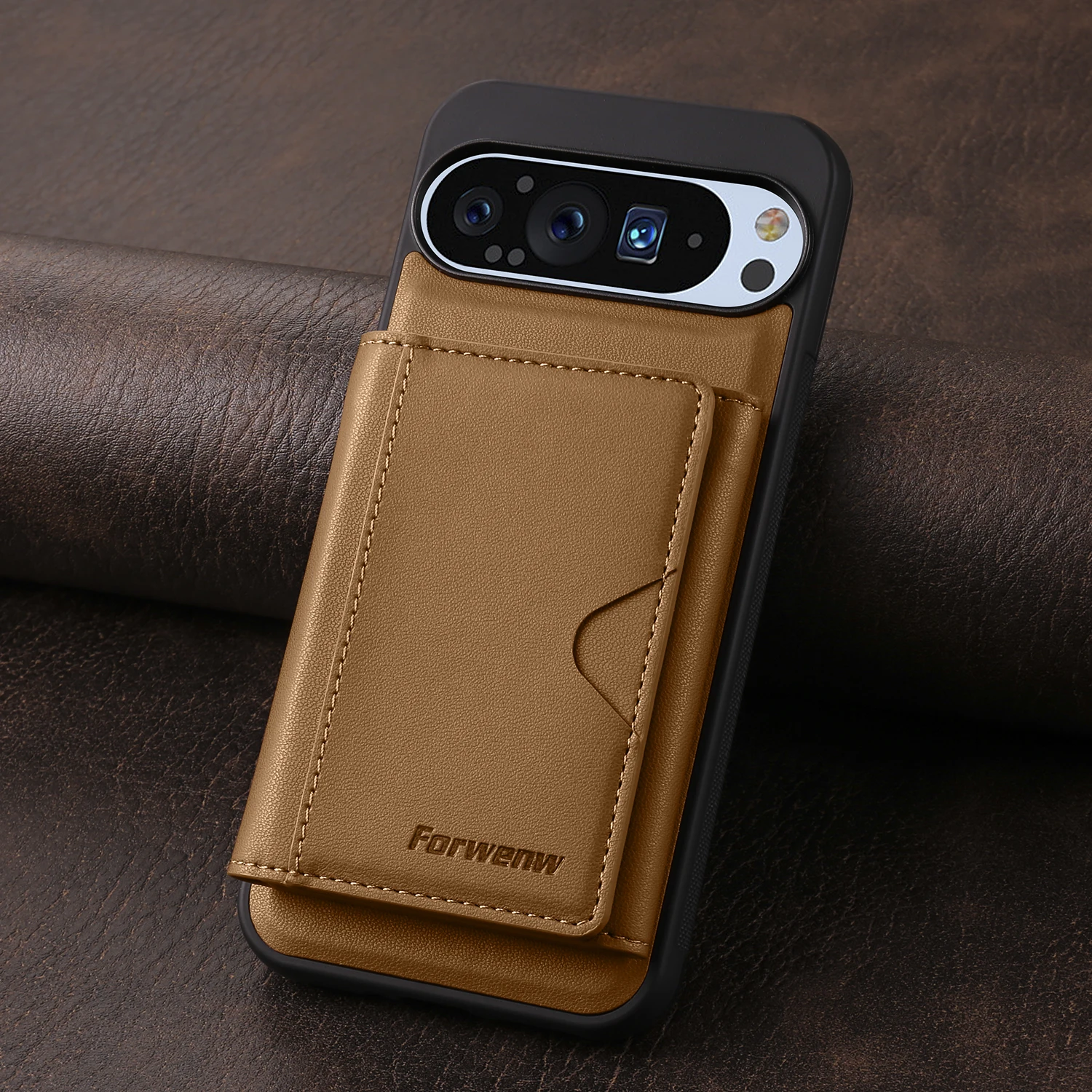Luxury Leather MagSafe Phone Wallet Case - Premium Anti-Drop Business Card Holder Cover