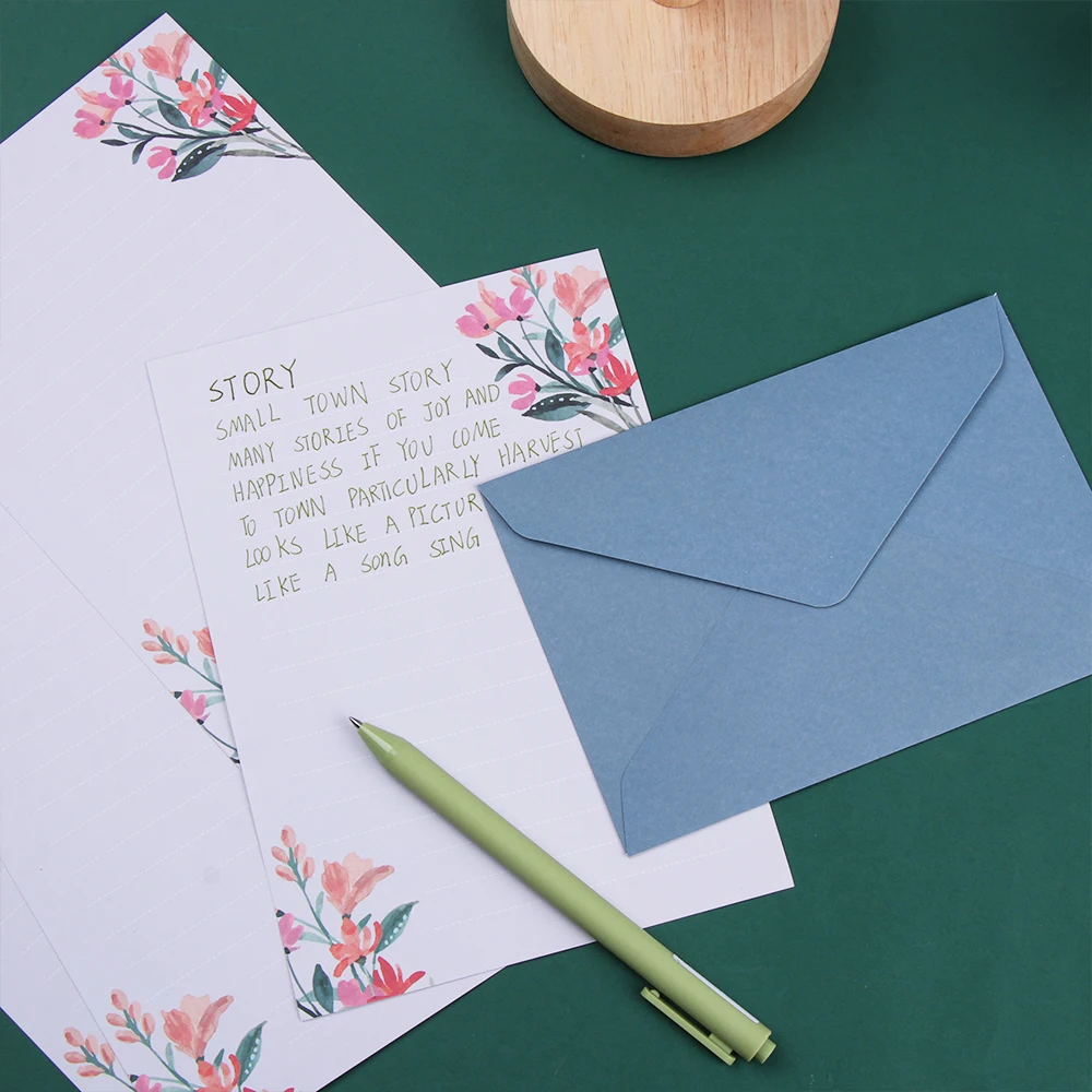 6PCS Letter Envelopes Set Printed Flower Floral Pattern Paper Greeting Invitation Card Love Note Office School Stationery Gift