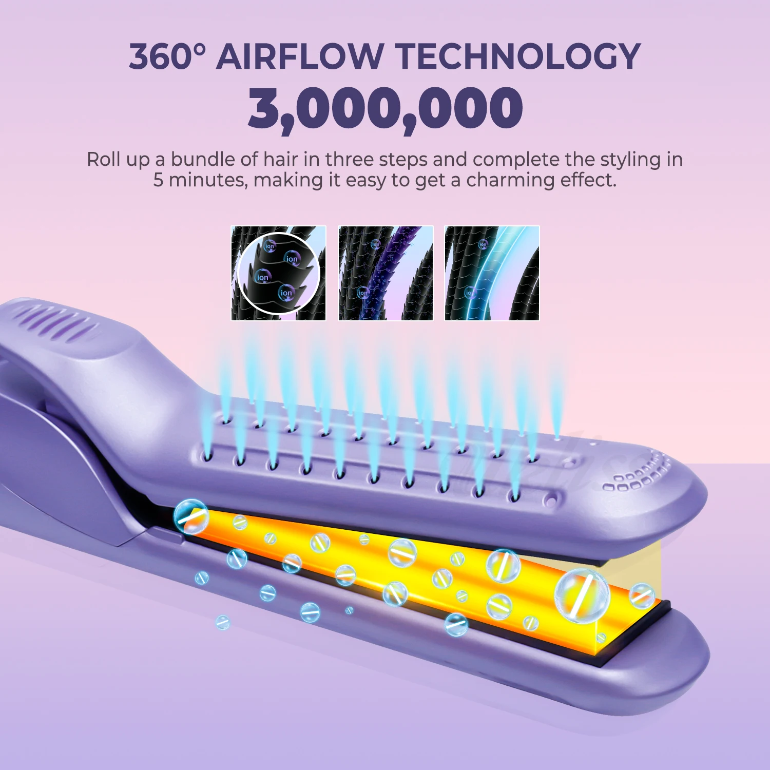 Airflow Styler 2 in 1 Hair Straightener and Curler Cool Air Ceramic Flat Iron Hair Straightening Curling Iron Styling Tools 2