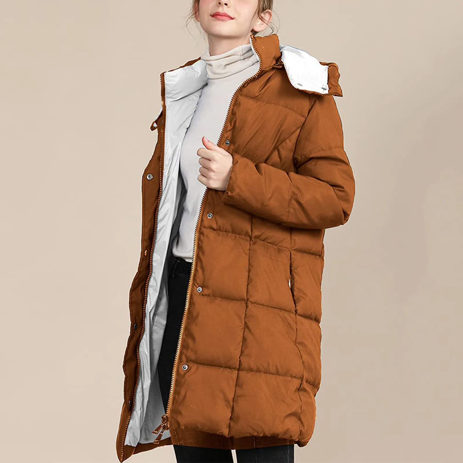 

New Winter Long Puffer Jacket Women Thicken Hooded Warm Parkas Female Winter Fashion Color Block Coat Streetwear пуховик женский