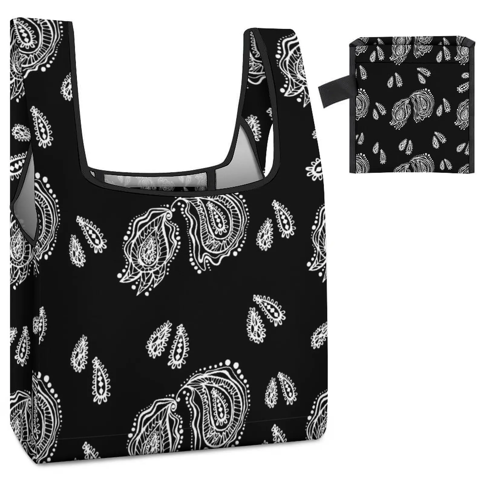 Customized Printed Bags Shopper Bag Black Exotic Ethnic Style Shopping Tote Casual Woman Grocery Customizable Pattern