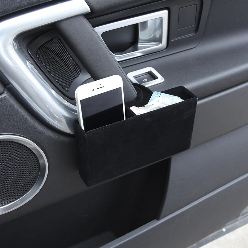 

For Land Rover Discovery Sport 2015-2019 ABS Black Car Door Storage Box Phone Holder Container Organizer Car Accessories