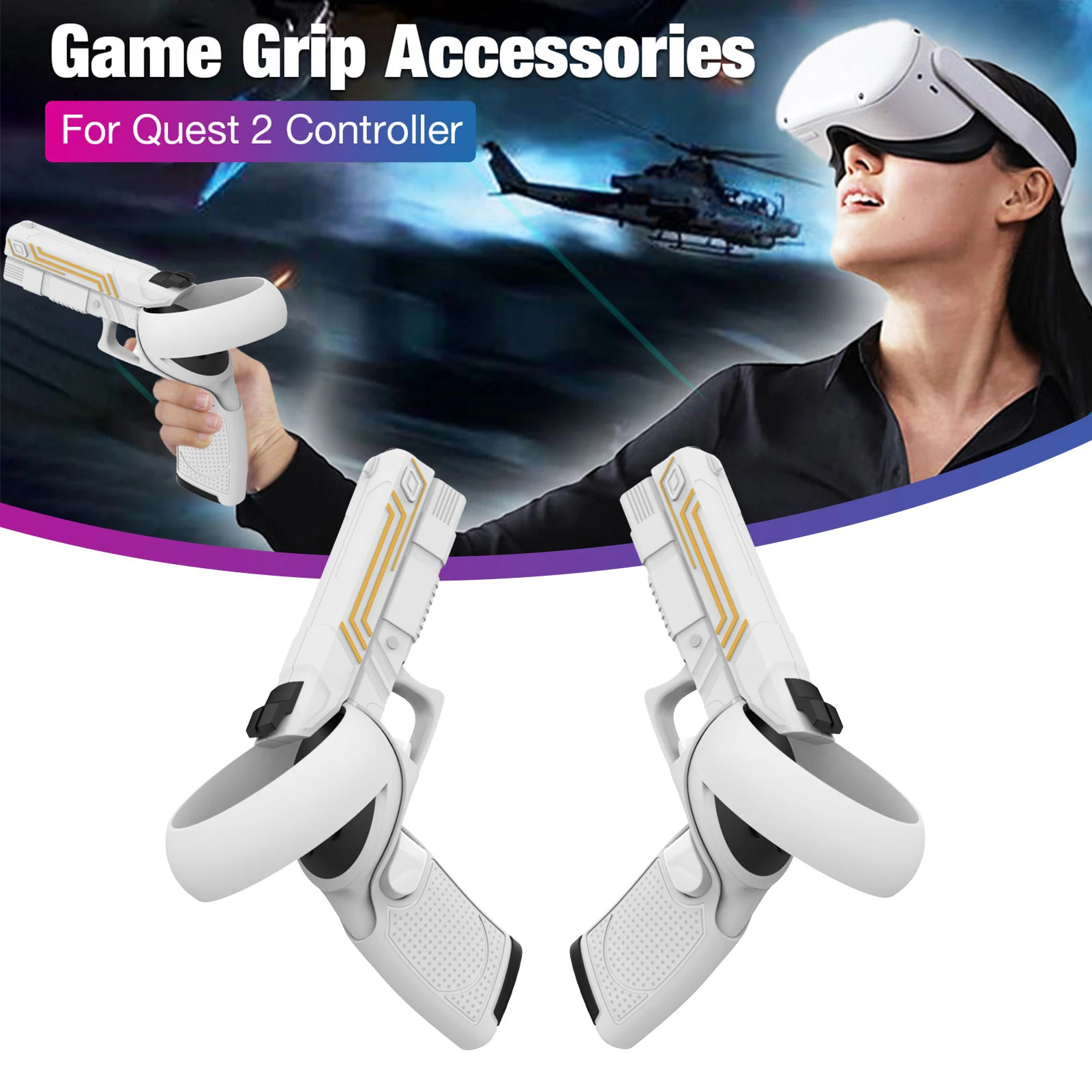 VR Shooter Games Pistol Accessories For Oculus Quest 2 Gun Stock Controller Handle Grip To Enhance Gaming Experience For Quest 2