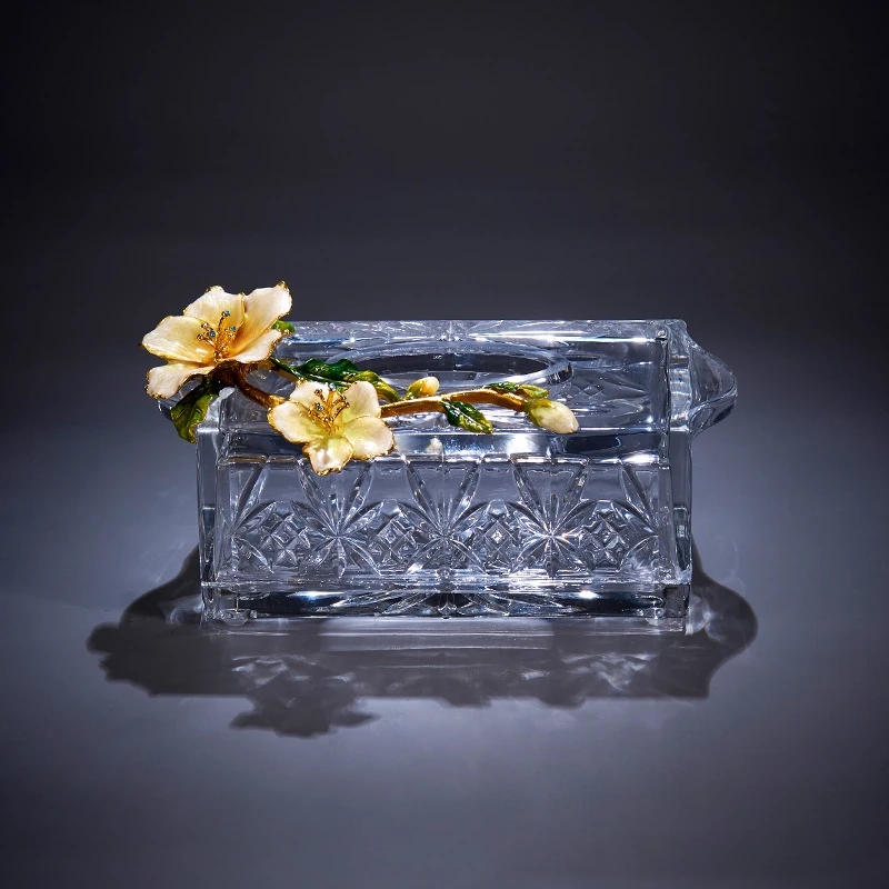 

European Creative High-end Exquisite Glass Tissue Box Desktop Decoration Gift
