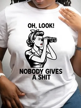 Women's Funny Slogan T-Shirt with Nobody Gives A Shirt Graphic Printed Casual Streetwear Short Sleeve Women Top Clothing 1