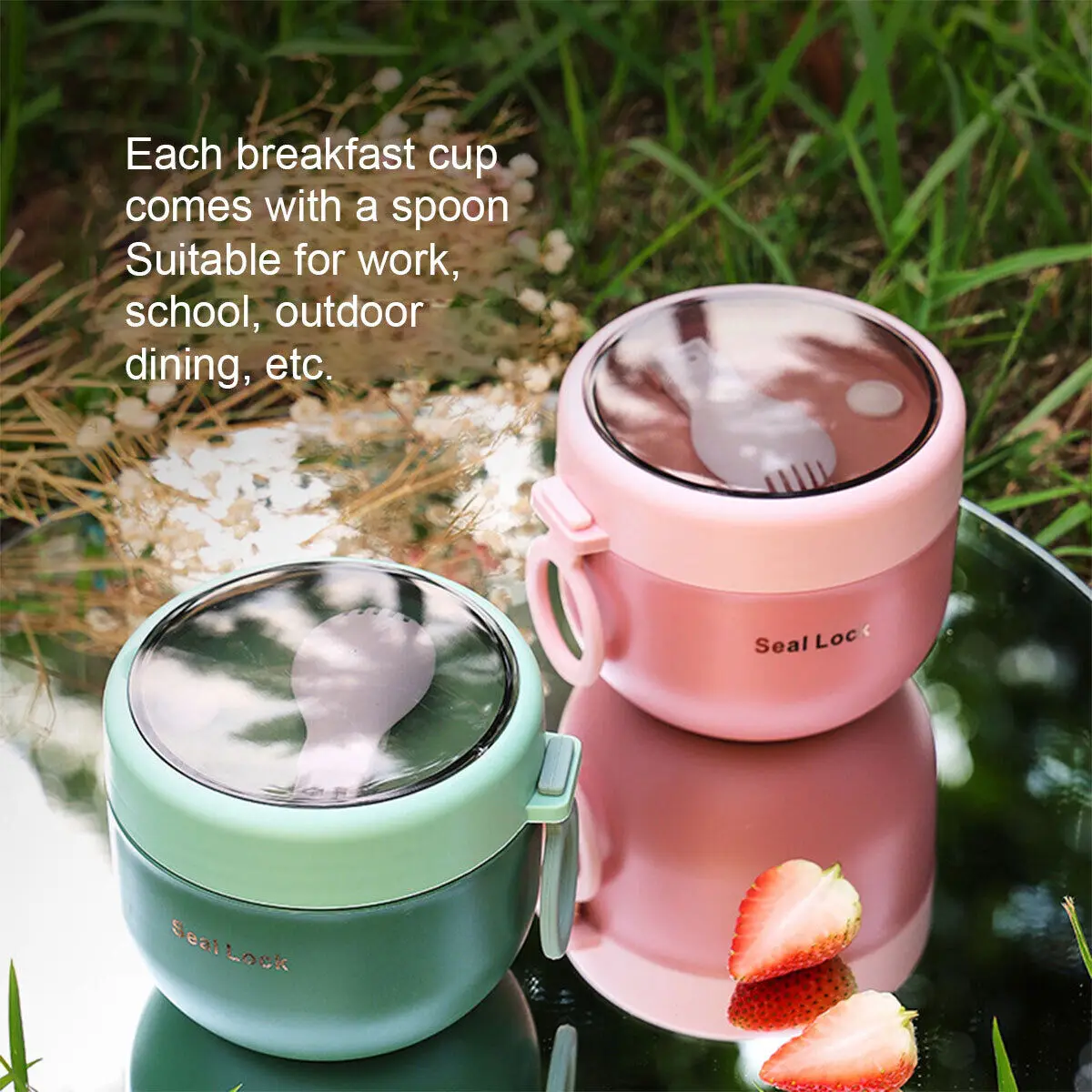 Stainless Steel Lunch Box Noodles Soups Porridge Thermos Jar Portable Kids  Travel Food Storage Container With Spoon 600ML - AliExpress