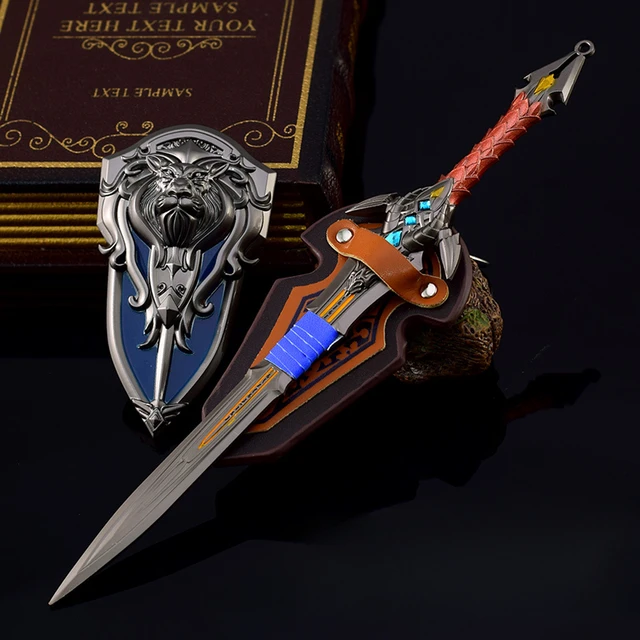 Arme World of Warcraft pour garçons, ensemble d'épées Lothar Anduin, 22cm,  périphérique de jeu, modèle d'arme en métal engourdi, ornements cadeaux,  jouets - AliExpress