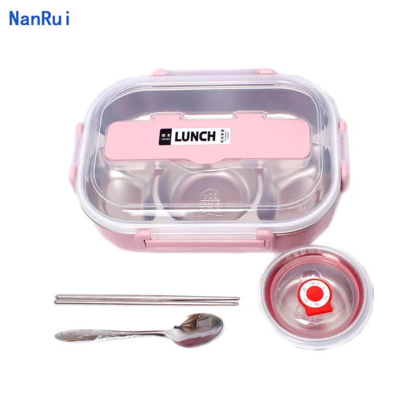 5 grid Lunch Box Microwavable Bento Box Leak-Proof Portable Food Container  Storage Box for Kids Soup Bowl and Spoon Large Size - AliExpress