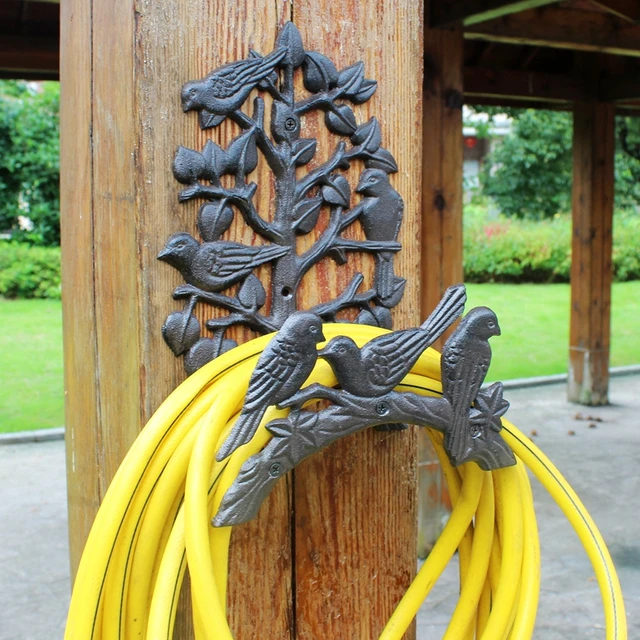 Hose Holder Cast Iron Birds On Tree Garden Hose Hanger Storage