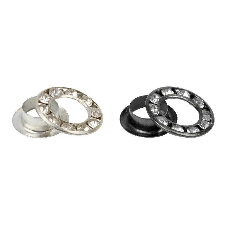 200sets Silver/Black Rhinestone Brass Grommets Eyelets for Leathercraft Shoes Bag Canvas Dress Clothes Eyelet Accessories