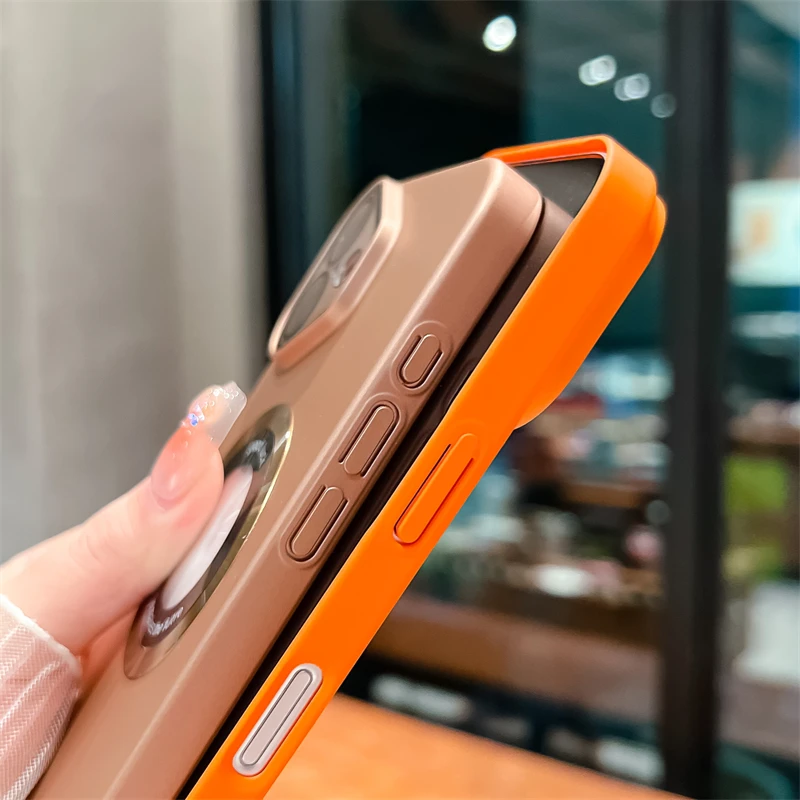 Custodia ultra sottile rigida in PC opaco per iPhone 16 15 14 Plus 13 12 11 Pro Max con logo trasparente magnetico per la ricarica wireless Magsafe_voghion.com