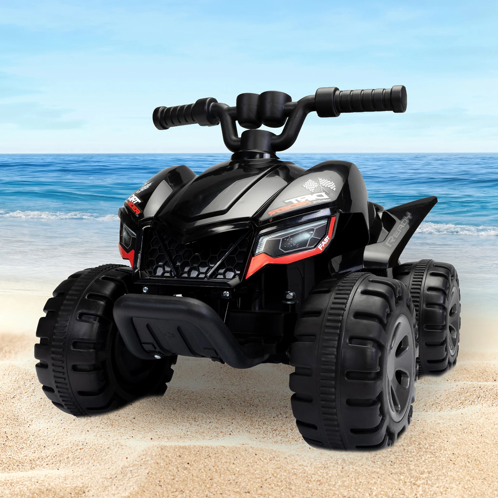 Kids Ride-on ATV, 6V Battery Powered Electric Quad Car with Music, LED Lights and Spray Device, 4 Wheeled Ride-on Toy for Toddle