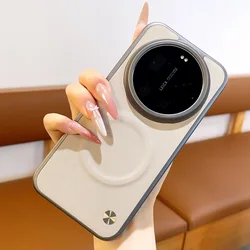 Luxury Textured Leather Case with Magnetic Ring Protective Cover - Xiaomi 15s pro (Beige)