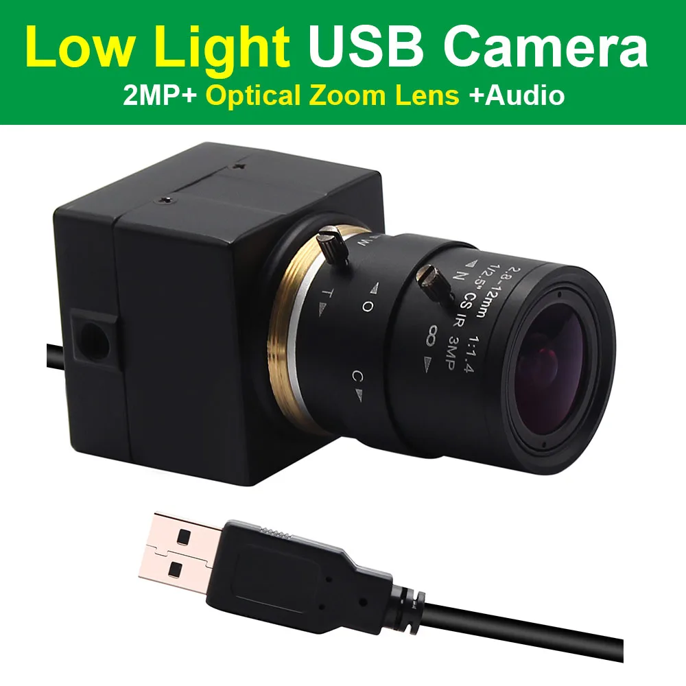 ELP Zoom USB Camera 2.812mm Varifocal Manual Adjust 2MP 1080P low