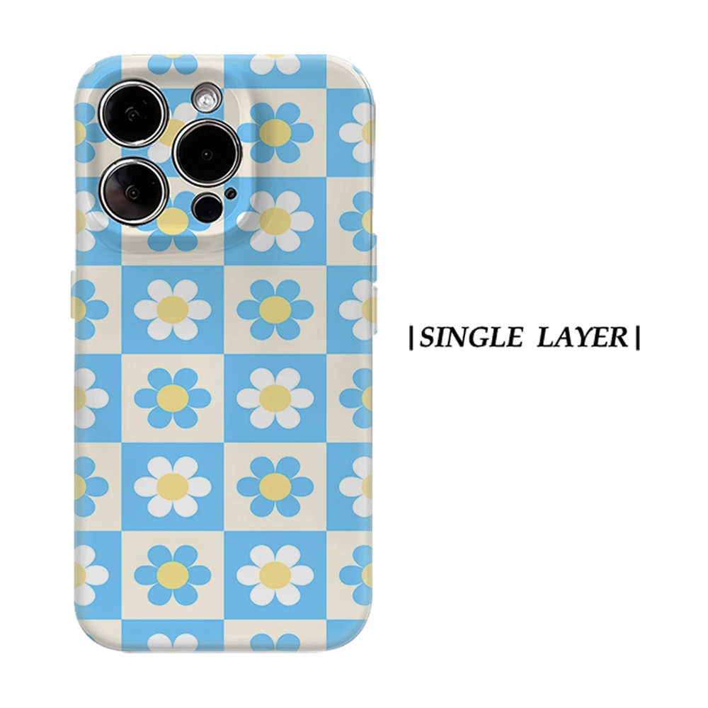 Funda CaseChic Mate Antigolpes para Magsafe para iPhone 17 16 15 14 Plus Pro Max, Carcasa Rígida de PC con Diseño de Cuadros y Margaritas