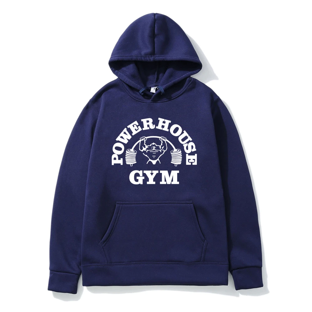 Powerhouse Gym Graphic Logo Hoodie Men Geek Fitness Pullover Hoodies Clothes Oversized Long Sleeve Sweatshirt Gothic Streetwear