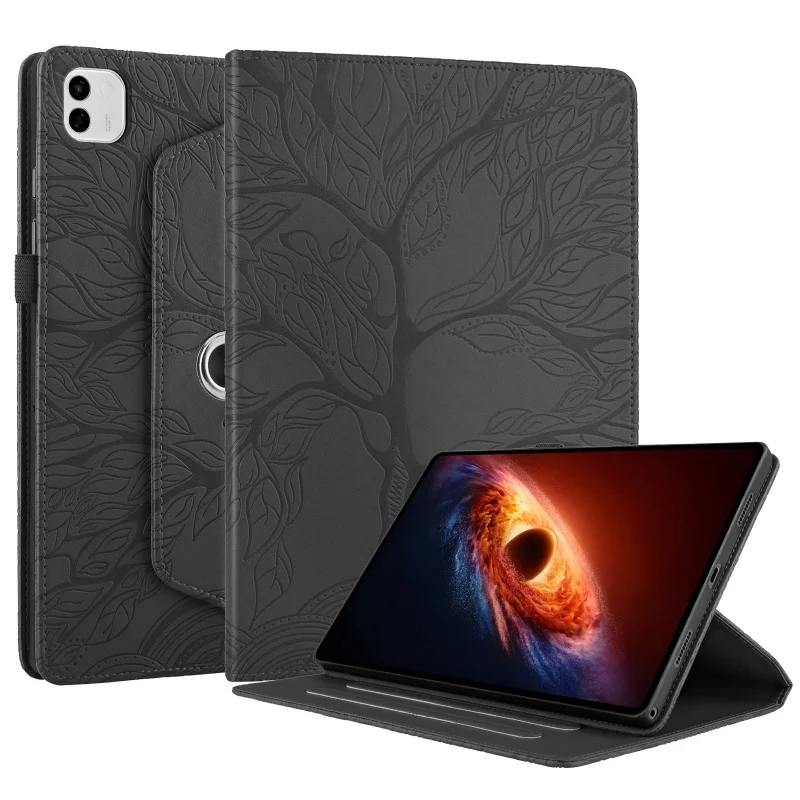 Embossed 360 Rotating PU Leather Tablet Case Cover