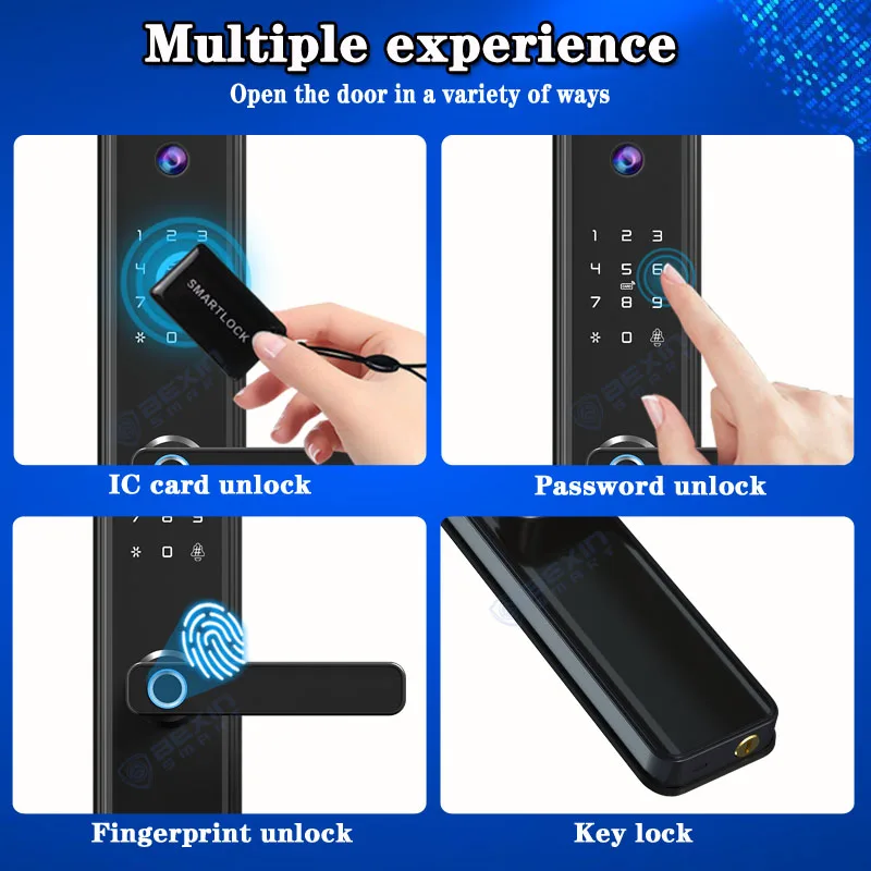 best electronic door lock TUYA APP WiFi Automatic Digital smart camera fingerprint door lock  With doorbell cat eye lock door access control keypad