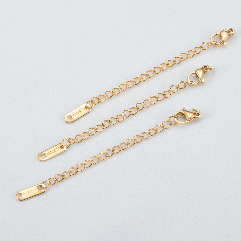 50 Stück 10 Stück Edelstahl verlängerte Verlängerung Schwanzkette Karabinerverschlüsse Verbinder Armband Halskette DIY Schmuckherstellung – Detail 5
