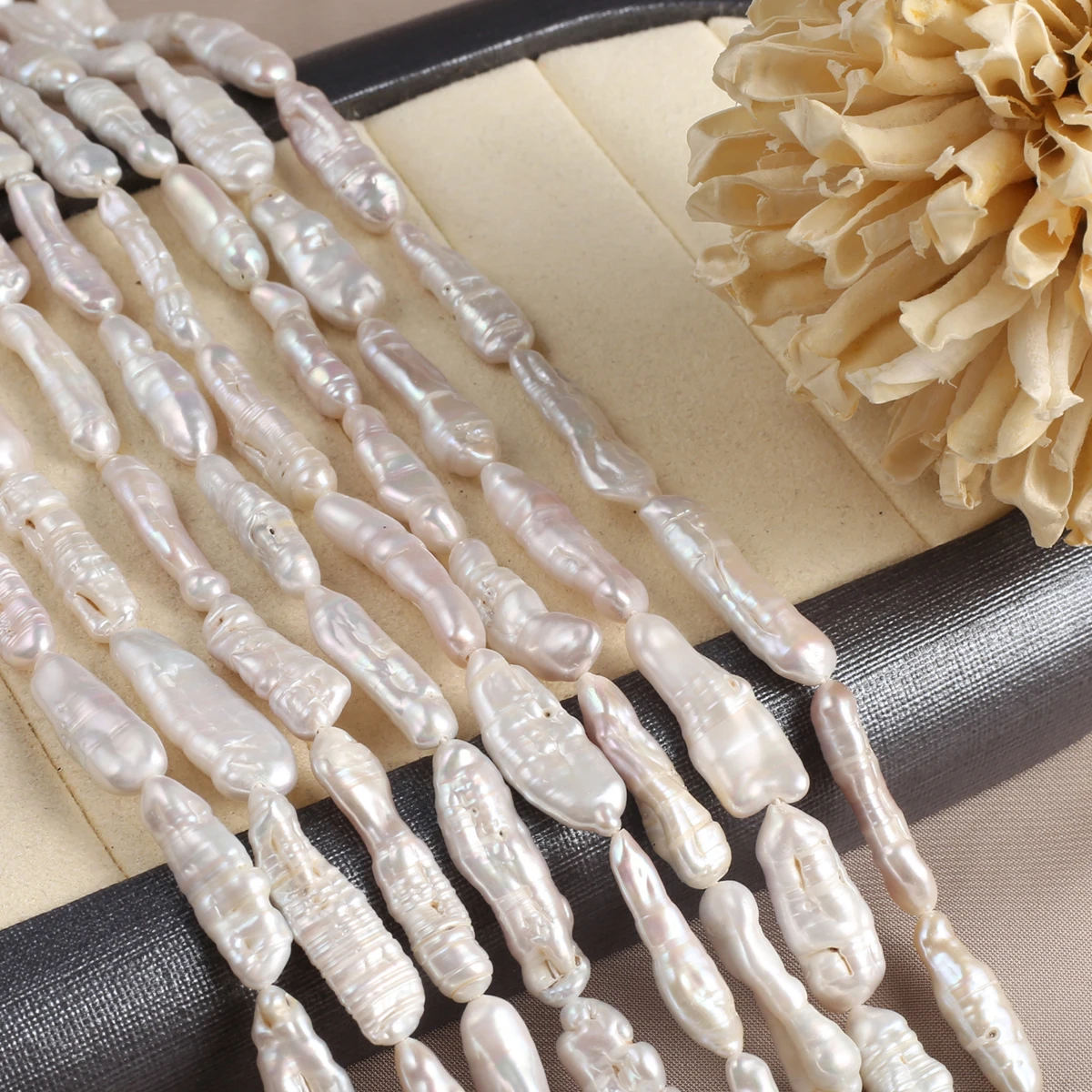 100% Natural Pearl Grey Loose Spacing Pipa Beads 6x18-8x20mm Jewelry Making DIY Necklace Earrings Accessories