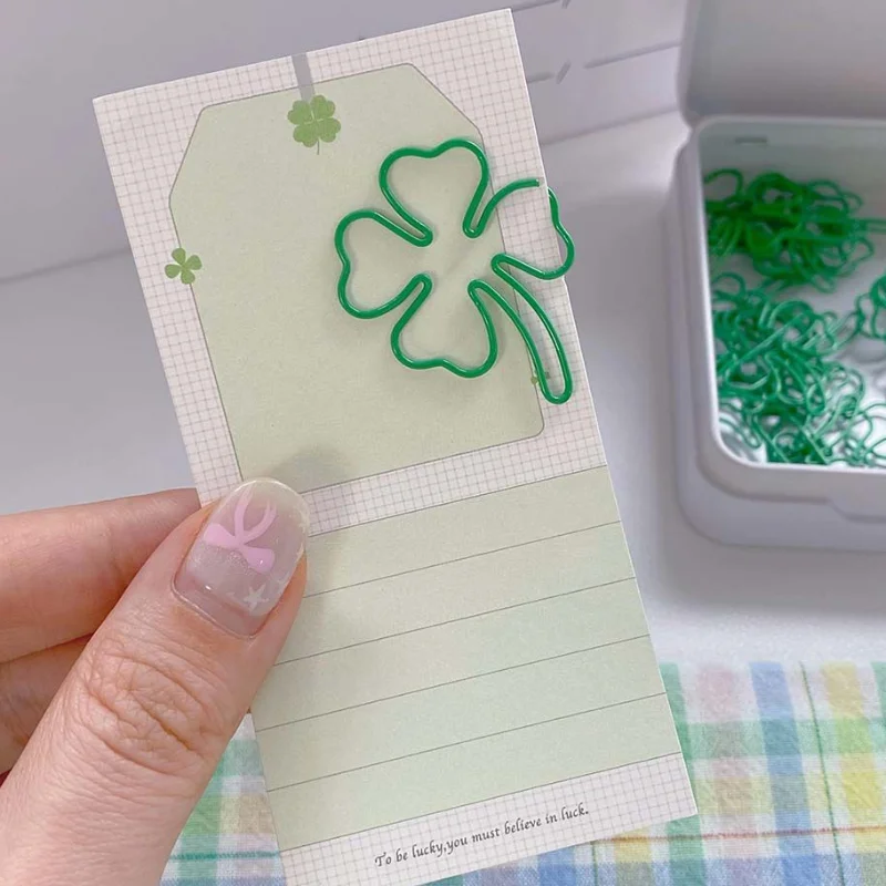10/20Pcs INS 스타일 종이 클립 행운의 네잎 클로버 북마크 노트북 장식 스크랩북 선물용 미적 참신한 모양 클립