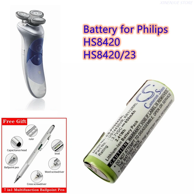 Batteria Ricambio CellePhone Per Philips HS8020 HS8040 HS8060 HS8070 HS8420 HS8440 HS8460 – 650 MAh, Li-Ion, KR112RRL