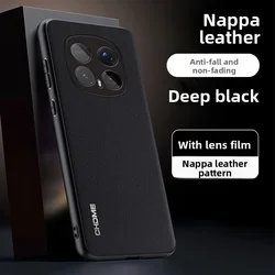 Luxury PU Leather SkinLens Protective Back Cover Case for Honor Magic8 RSR Porsche Design (Black)