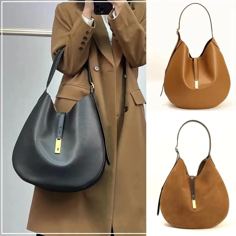 

2023 Luxury Designer Tote Bag For Women Trend Genuine Leather Large Capacity High Quality Half Moon Shoulder Bag