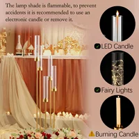 10PCS Gold Floor Candelabra,5 Arm Candle Holder Tall Floor Candle Holder with Acrylic Lampshade for Wedding Table Birthday Party 3