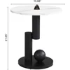 2-Piece Modern Oval Decorative Coffee Table with White Faux Marble Top and Black Metal Base and 1 Drawer, Coffee Table 6