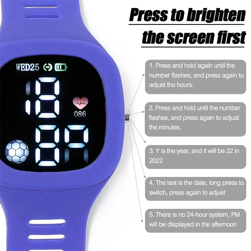 2023 New LED Digital Watch Electronic Watch Button Square Silicone Touch Screen Boys Girls Watches Sports Fashion Wrist Watch