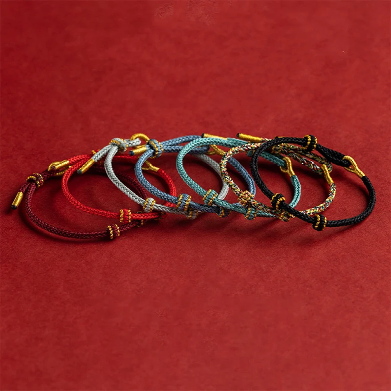 Hand Woven Size Adjustable DIY Red String Bracelets Adult Child Vintage Lucky Rope Bangles Gift