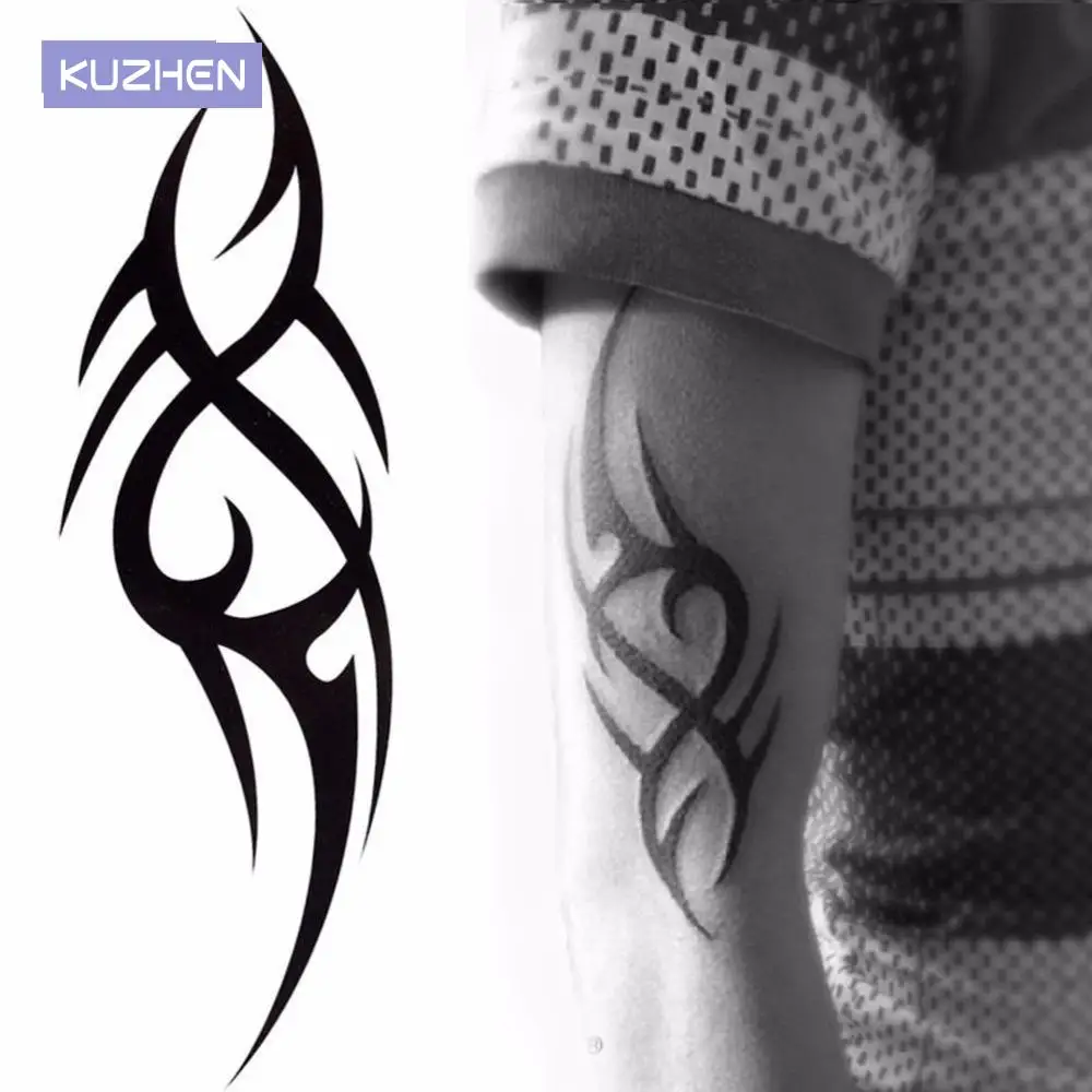 2020 Hot Black Temporary Tattoo Body Art Tattoos 3D Waterproof Temporary Tattoos Sticker Art Men Arm Leg Fake Tatoo Paper