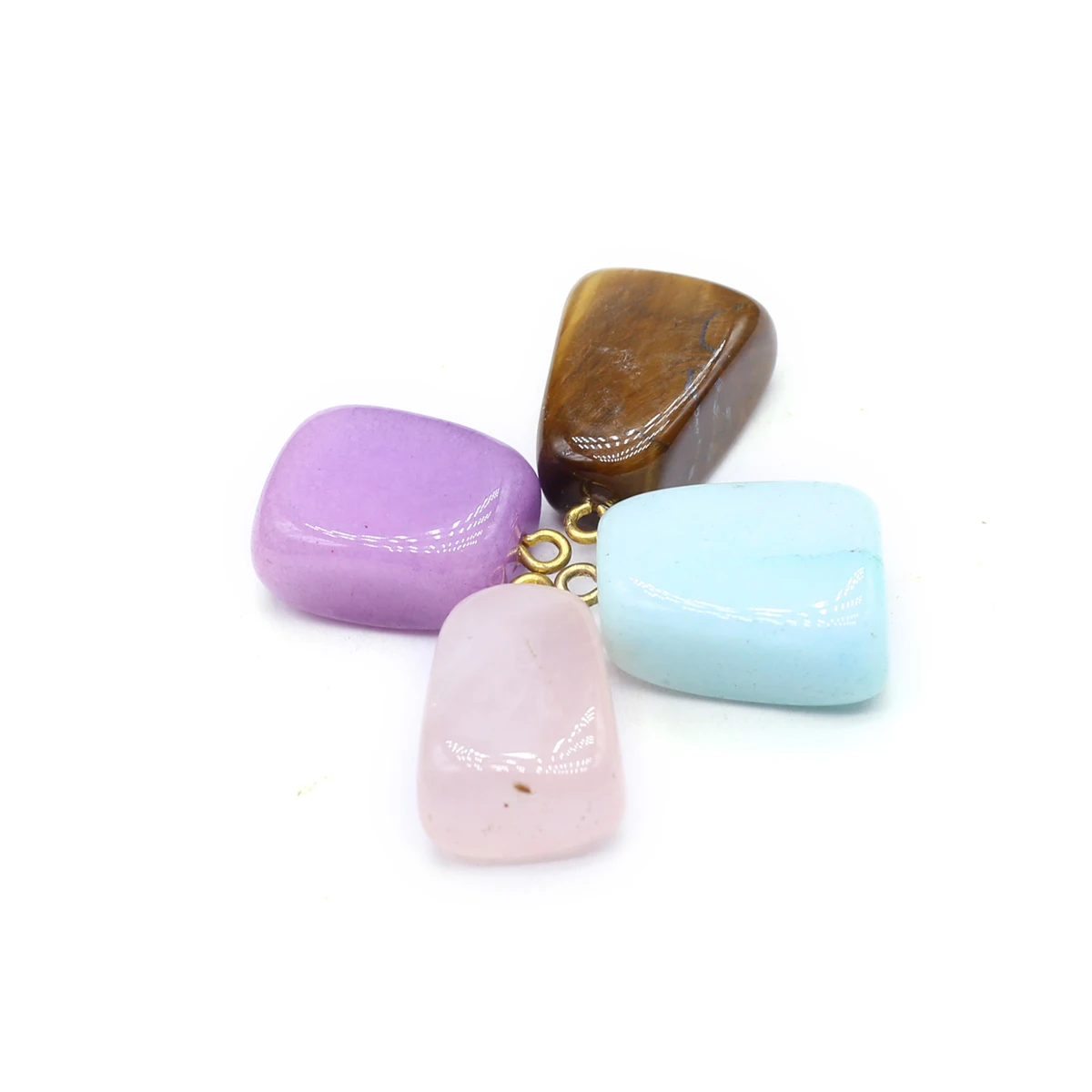 15PCS Natural Semiprecious Tiger Eye Stone Rose Quartz Irregular Shape Pendant Jewelry Making DIY Necklace Accessories Gift