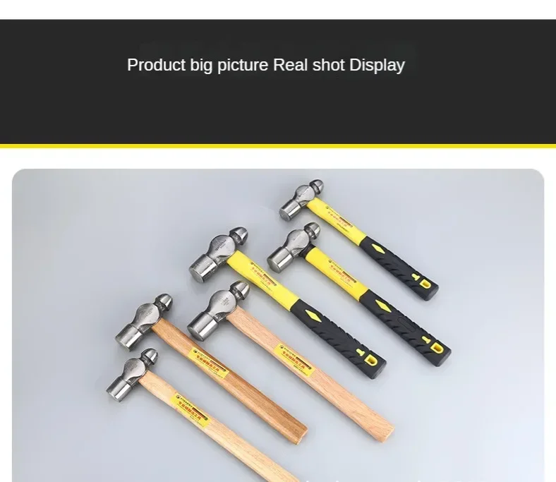 Description Picture 5 of itemRound headed iron hammer rubber handle round headed nail hammer high carbon steel striking hammer stone laying manual tool
