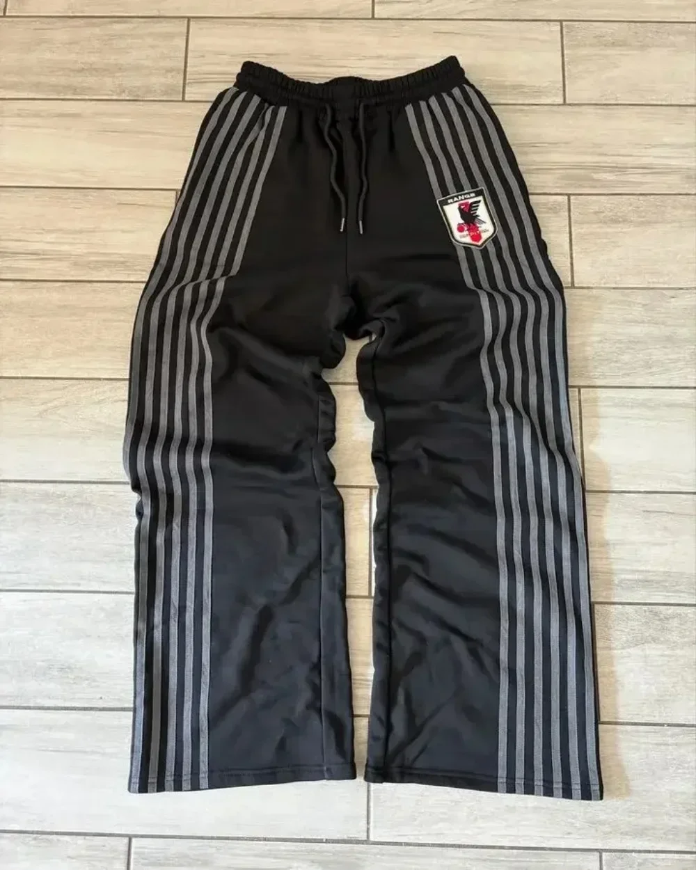 Y2K Zip Hooded Sweatpants Set Men Two Piece Hip Hop Embroidered Vintage Stripe Oversized Hooded Sweatshirt Casual Pants Set 6