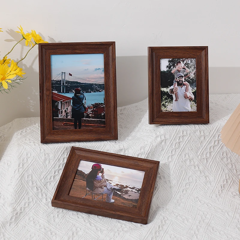 1pc deep walnut color plastic photo frame Nordic retro personality small photo frame table 4 "5" 6 "7" 8 10 "A4 photo frame