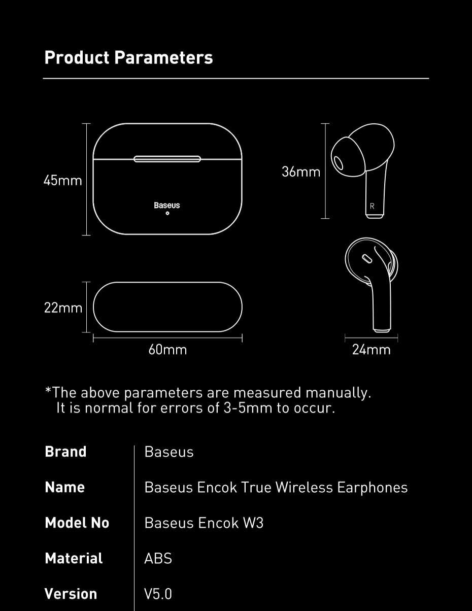 Baseus W3 TWS chụp từ trên