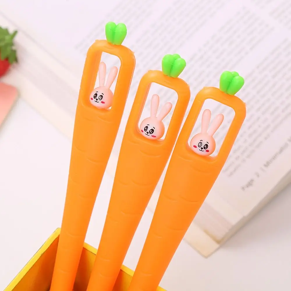 

Cute Lovely Stationery Rabbit Radish Plastic Writing Signature Pen Black Neutral Pen Gel Pen School Supplies