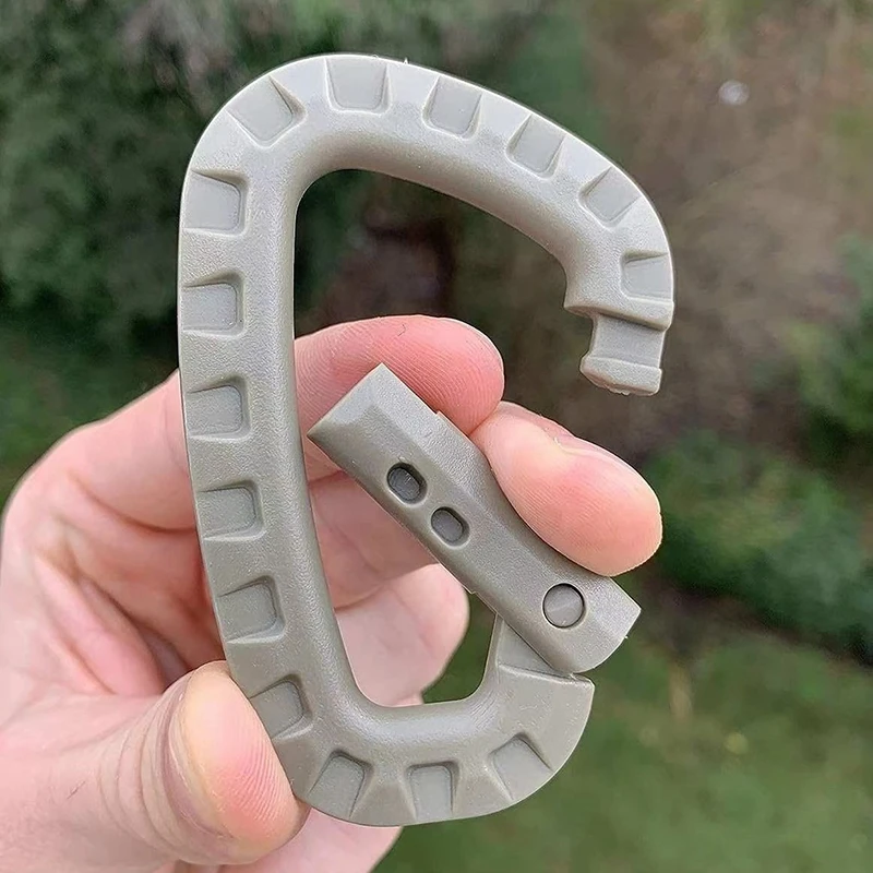 10PCS Tactical Edc Carabiners Military Gadgets D Shape Plastic Carabiners Clips Backpack Buckle Outdoor Hiking Camping Supplies
