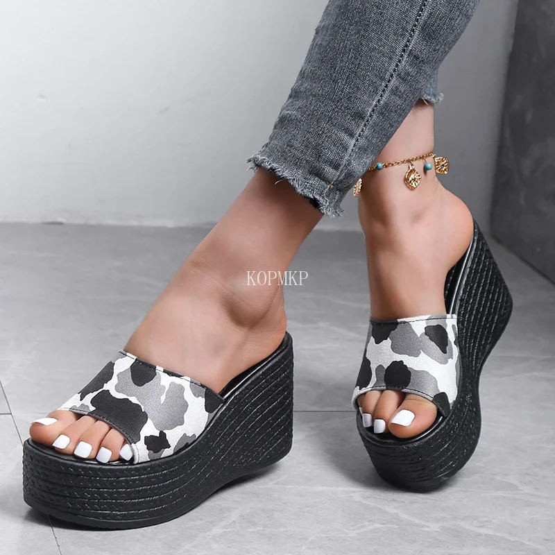 

Босоножки женские на платформе, дизайнерские сандалии с открытым носком, на высоком каблуке, повседневная обувь с рисунком, лето