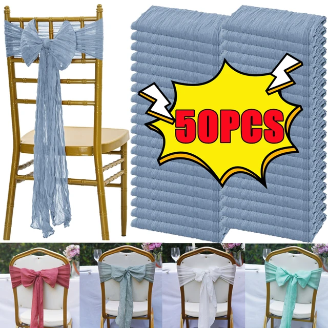 50/10PCS Chair Sashes Cheesecloth Chair Sashes Rustic Chair Bows Chair Cover Wedding Banquet Party Aisle Home Kitchen Decoration